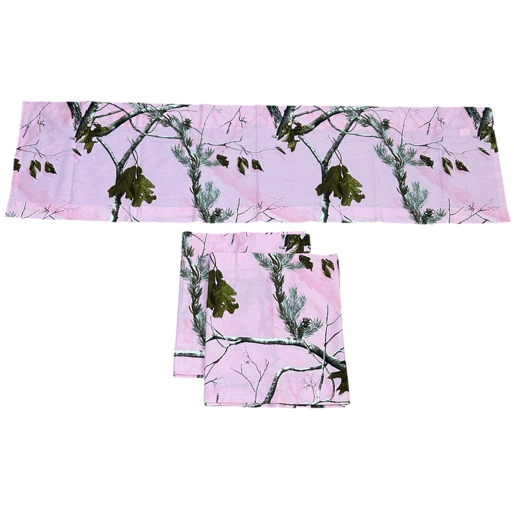 Pink Camo Valance Curtains Set of 3 Hunting Cabin Lodge‎ Decor Realtree